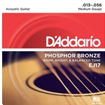 D'addario EJ17 Acoustic Guitar Strings, Phosphor Bronze, Medium, 13-56