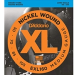 D'addario EXL160 Bass Guitar Strings, Nickel Wound, Medium, 50-105, Long Scale