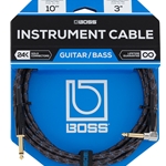 Boss BIC-10A Instrument Cable 10' Straight to right-angle 1/4-inch