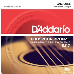 D'addario EJ17 Acoustic Guitar Strings, Phosphor Bronze, Medium, 13-56