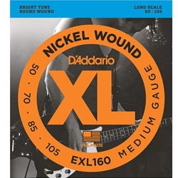 D'addario EXL160 Bass Guitar Strings, Nickel Wound, Medium, 50-105, Long Scale