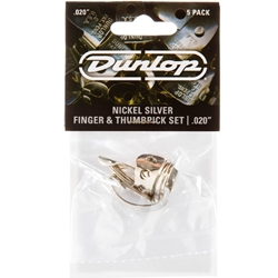 Dunlop 33P020 Nickel 5-Pk Finger + Thumb Picks .020mm