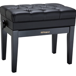 Roland RPB-500PE Piano Bench, Polished Ebony, vinyl seat, music compartment