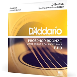 D'addario EJ19 Acoustic Bluegrass Strings, Phosphor Bronze, Lt Top/Hvy Btm