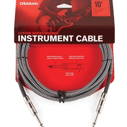 D'addario PW-BG-10BG Instrument Cable 10ft Braided BK/GY