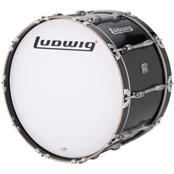 Ludwig LUMB24PBASC Marching Bass Drum 14" x 24" Black Cortex w/ RMABSB Carrier, Stand & Case