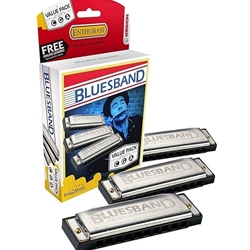 Hohner 3P1501BX Bluesband Value Pack, 3 Harmonicas Includes Key of G, C, A