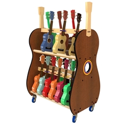 A&S Crafted Products BRUS18 Mobile Storage Rack 18 Soprano Ukuleles