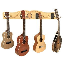 A&S Crafted Products PFU Pro-File Wall-Mounted Rack 4 Ukuleles and/or Mandolins
