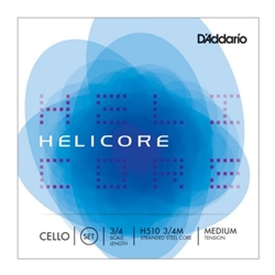 Helicore H510-3/4M 3/4 Cello String Set, Medium Tension
