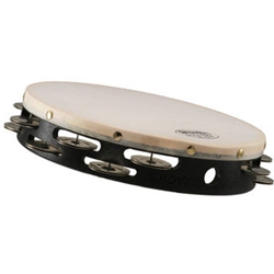 Grover/trophy PT2GS Protege Tambourine 10" Dbl-Row German Silver w/ Head, Bag